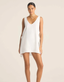 Riviera Mini Dress - White Crinkle Linen