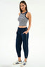 Megan Woven Nylon Jogger w/ Piping - Navy