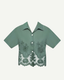 Flora Cropped Shirt - Sea Green Beachside Broderie