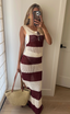 Holly Rose Dress Merlot Stripe
