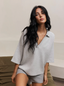 Olly V Neck Top - Grey Melange