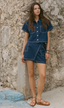 Ashley Cropped Shirt - Midnight Cotton Poplin