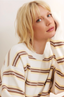 Olly Cropped Striped Sweater - Vanilla Multi